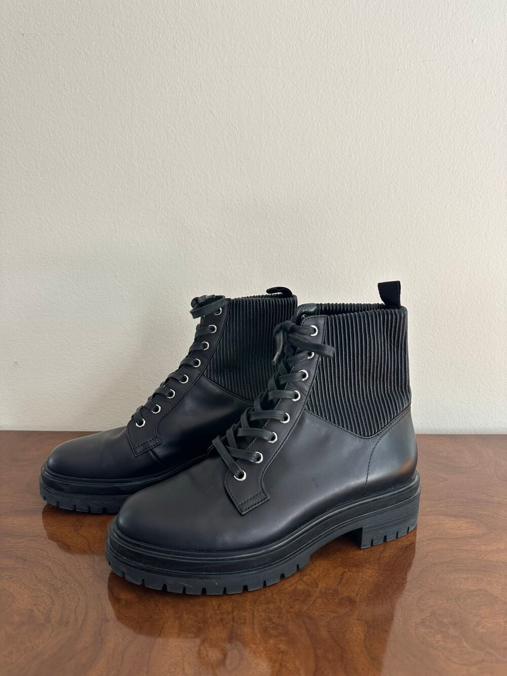 Gianvito Rossi Lace-Up Combat Boots, Size 39.5